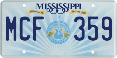 MS license plate MCF359