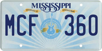 MS license plate MCF360