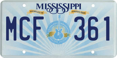 MS license plate MCF361