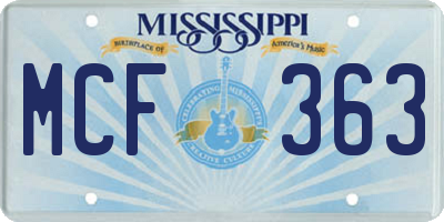 MS license plate MCF363