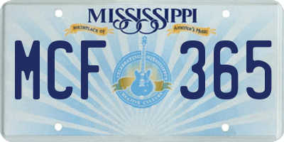 MS license plate MCF365