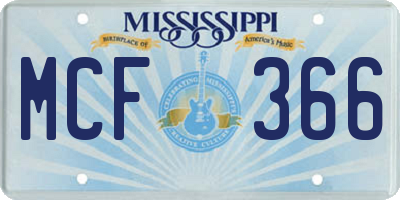 MS license plate MCF366