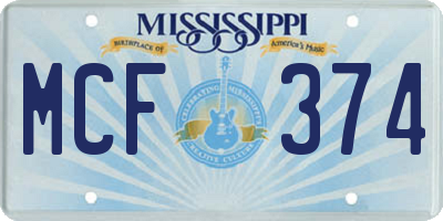 MS license plate MCF374