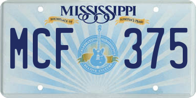 MS license plate MCF375