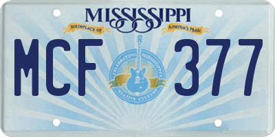 MS license plate MCF377