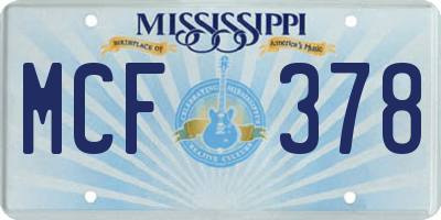 MS license plate MCF378