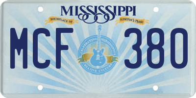 MS license plate MCF380