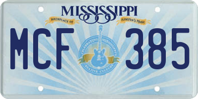 MS license plate MCF385