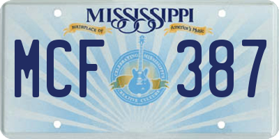 MS license plate MCF387