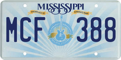 MS license plate MCF388