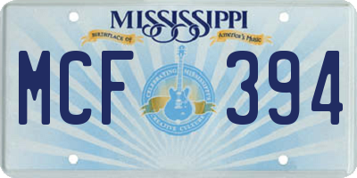 MS license plate MCF394