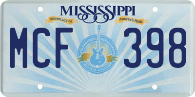 MS license plate MCF398