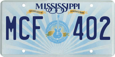 MS license plate MCF402