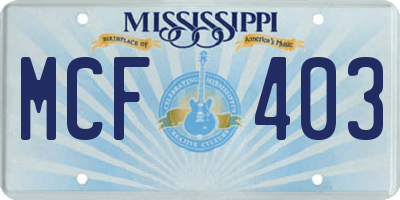 MS license plate MCF403