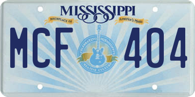 MS license plate MCF404