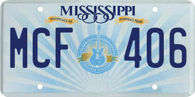 MS license plate MCF406