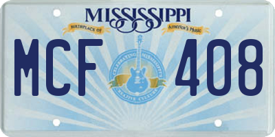 MS license plate MCF408