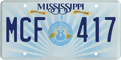 MS license plate MCF417