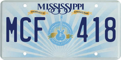 MS license plate MCF418