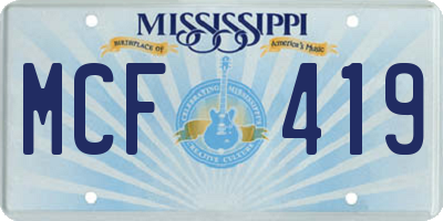 MS license plate MCF419