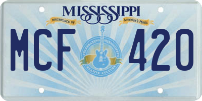 MS license plate MCF420