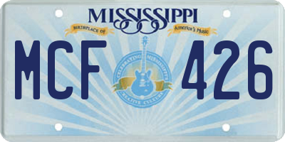 MS license plate MCF426