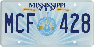 MS license plate MCF428