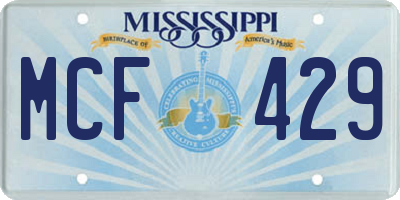 MS license plate MCF429