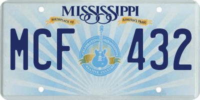 MS license plate MCF432