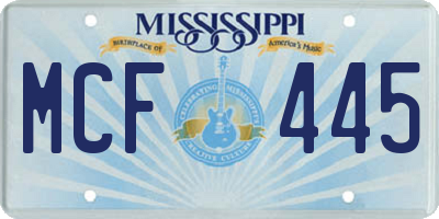 MS license plate MCF445