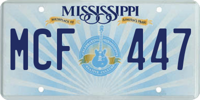 MS license plate MCF447
