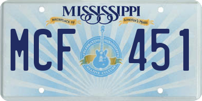 MS license plate MCF451