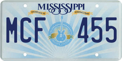 MS license plate MCF455
