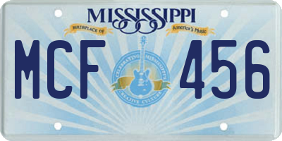 MS license plate MCF456
