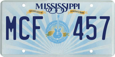 MS license plate MCF457