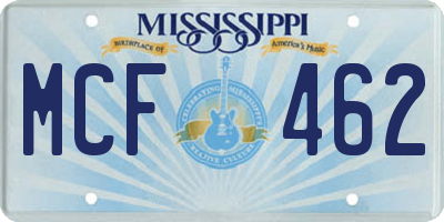 MS license plate MCF462