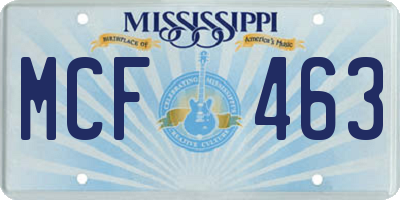 MS license plate MCF463