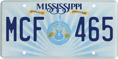 MS license plate MCF465