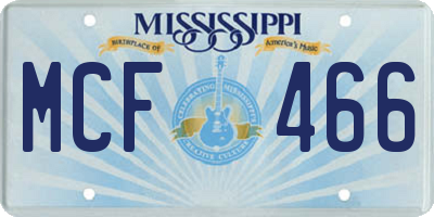 MS license plate MCF466