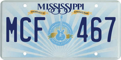 MS license plate MCF467
