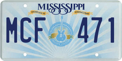 MS license plate MCF471