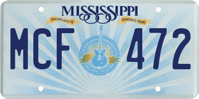 MS license plate MCF472