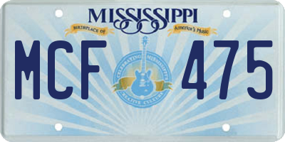 MS license plate MCF475