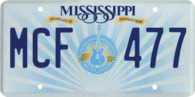 MS license plate MCF477