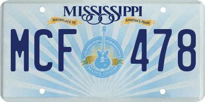 MS license plate MCF478