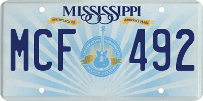 MS license plate MCF492