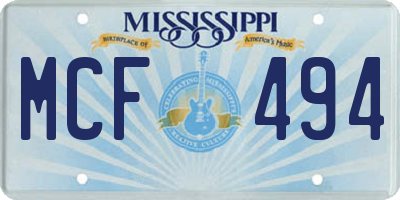 MS license plate MCF494