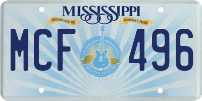 MS license plate MCF496