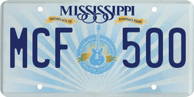 MS license plate MCF500