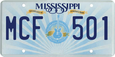 MS license plate MCF501